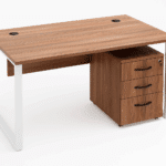 Bureau Opérateur Semi-Métallique avec Caisson Mobile en Bois – Design Fonctionnel et Moderne