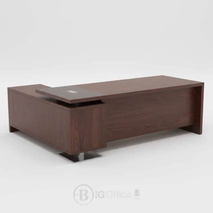 Bureau de Direction Aldo: L'Alliance du Noyer & Gris avec Rangement Latéral Intégré – Image 5