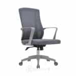 Chaise de Bureau Ergonomique en Maille Grise avec Accoudoirs Fixes et Roulettes
