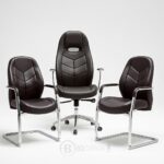 Ensemble de Chaises de Bureau Ergonomique et Fauteuils Visiteur Style Sport - FERRARI Marron – Image 4