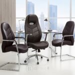 Ensemble de Chaises de Bureau Ergonomique et Fauteuils Visiteur Style Sport - FERRARI Marron