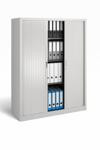 Armoire haute à rideaux PVC – H 198 x L 120 x P 45 cm | Rangement bureau professionnel