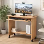 Table Ordinateur en bois avec support clavier – Image 3