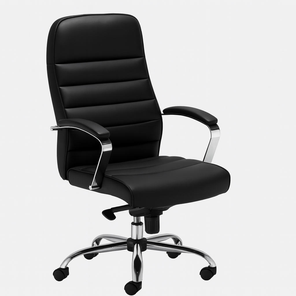 Chaise de Bureau Ergonomique en Similicuir Noir