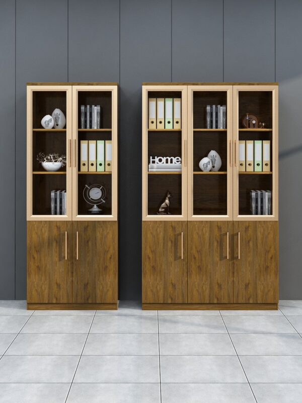 Bibliothèque demi vitrée en bois