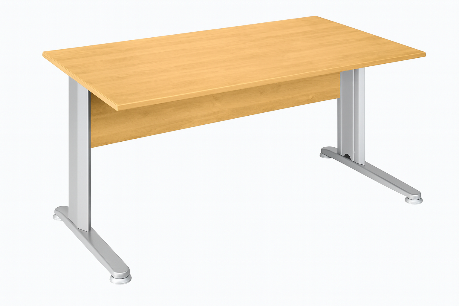 Bureau individuel professionnel piétement en L bois stratifié chêne clair structure métallique Big Office Maroc