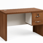 Bureau de travail en bois avec caisson 2 tiroirs – 100 x 50 cm – Design moderne et fonctionnel