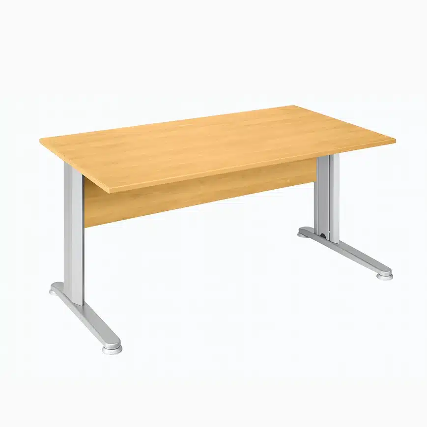 Bureau individuel professionnel avec panneau frontal chêne et structure métallique, Big Office Maroc