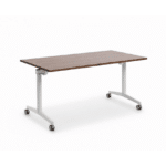 Table pliante modulable 140x80 cm – Plateau bois et piètement blanc sur roulettes | Big Office Maroc