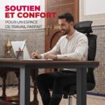 Chaise de bureau ergonomique en mesh noir avec appui-tête et piètement chromé – Image 4