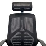 Chaise de bureau ergonomique en mesh noir avec appui-tête et piètement chromé – Image 8