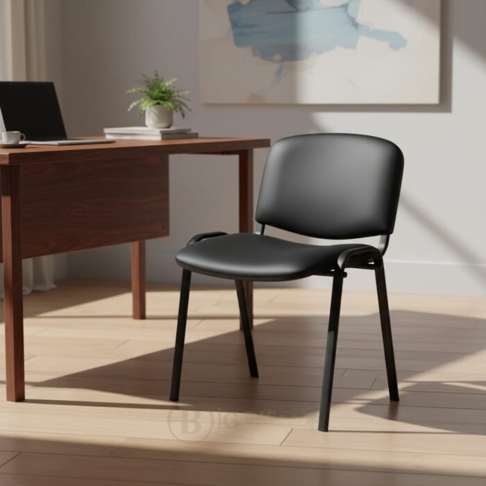 Chaise Visiteur ISO Noire Confort - Métal & Simili Cuir (Idéale Bureau & Salle d'Attente) – Image 11