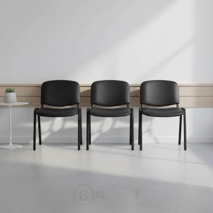 Chaise Visiteur ISO Noire Confort - Métal & Simili Cuir (Idéale Bureau & Salle d'Attente) – Image 8