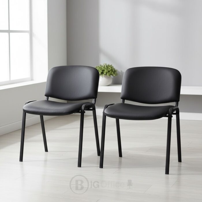 Chaise Visiteur ISO Noire Confort - Métal & Simili Cuir (Idéale Bureau & Salle d'Attente) – Image 10