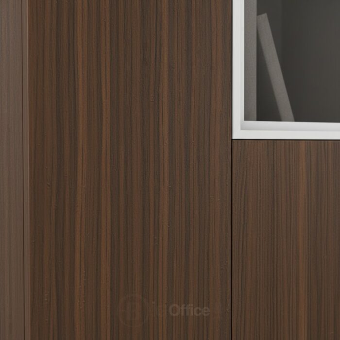 Bibliothèque de Bureau 3 Portes – Finition Bois Foncé avec Portes Vitrées et Pleines – Image 3