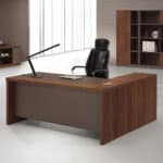 Bureau de direction avec retour – bureau professionnel moderne en bois MDF