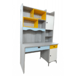Bureau Élève Moderne avec Rangements Colorés – Bois Clair, Jaune & Bleu