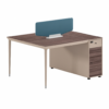 Bureau opérateur 2 postes avec cloison en tissu – 140x120x75 cm
