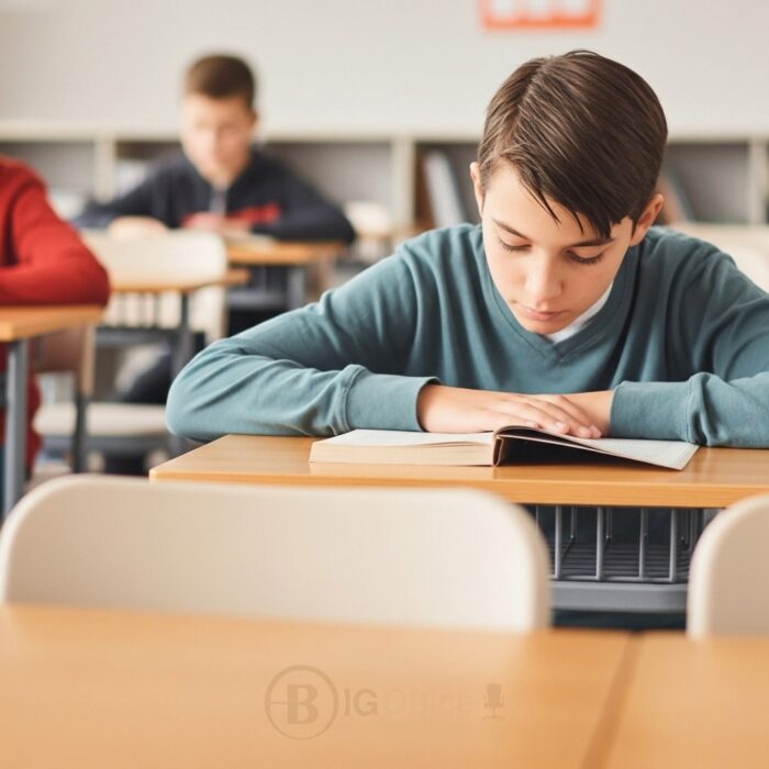 Table scolaire individuelle avec siège intégré et panier de rangement – Image 6