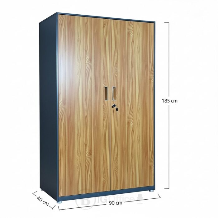 Armoire Bibliothèque Métal Bois HX-W060ZY – 90x185x40 cm – Image 2