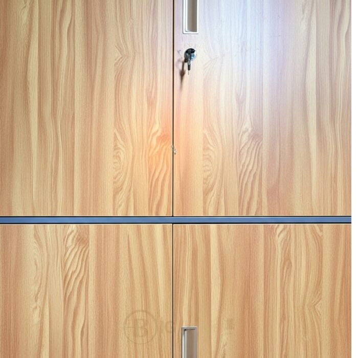 Armoire Bibliothèque Métal Bois à Double Compartiment – Modèle HX-W0602ZY – 90x185x40 cm – Image 2