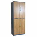 Armoire Bibliothèque Métal Bois à Double Compartiment – Modèle HX-W0602ZY – 90x185x40 cm