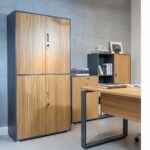 Armoire Bibliothèque Métal Bois à Double Compartiment – Modèle HX-W0602ZY – 90x185x40 cm – Image 5