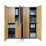 Armoire Bibliothèque Métal Bois à Double Compartiment – Modèle HX-W0602ZY – 90x185x40 cm – Image 4