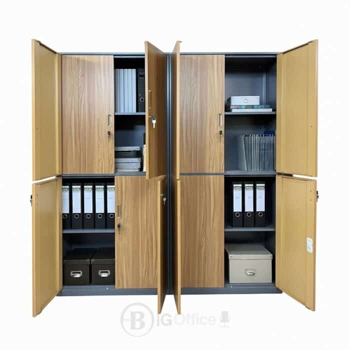 Armoire Bibliothèque Métal Bois à Double Compartiment – Modèle HX-W0602ZY – 90x185x40 cm – Image 4