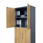 Armoire Bibliothèque Métal Bois à Double Compartiment – Modèle HX-W0602ZY – 90x185x40 cm – Image 9
