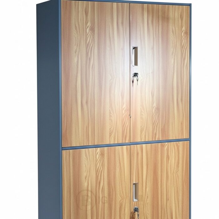 Armoire Bibliothèque Métal Bois à Double Compartiment – Modèle HX-W0602ZY – 90x185x40 cm – Image 7