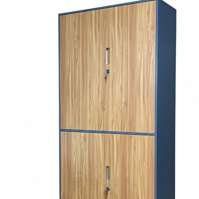 Armoire Bibliothèque Métal Bois à Double Compartiment – Modèle HX-W0602ZY – 90x185x40 cm – Image 3