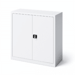 Armoire Métallique Basse à Portes Battantes – 2 Étagères Réglables