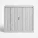 Armoire de Bureau Métallique à Rideaux – 100 x 120 x 45 cm – Gris Clair, avec Serrure