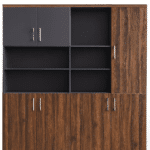 Armoire de bureau haut de gamme en bois foncé et gris anthracite – Design contemporain