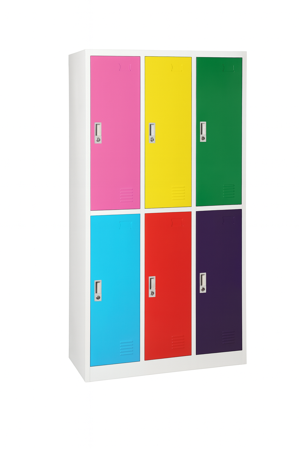 vestiaire métallique 6 cases multicolore pour écoles et salles de sport
