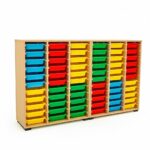 Armoire pédagogique avec bacs de rangement multicolores – 60 bacs – Image 5