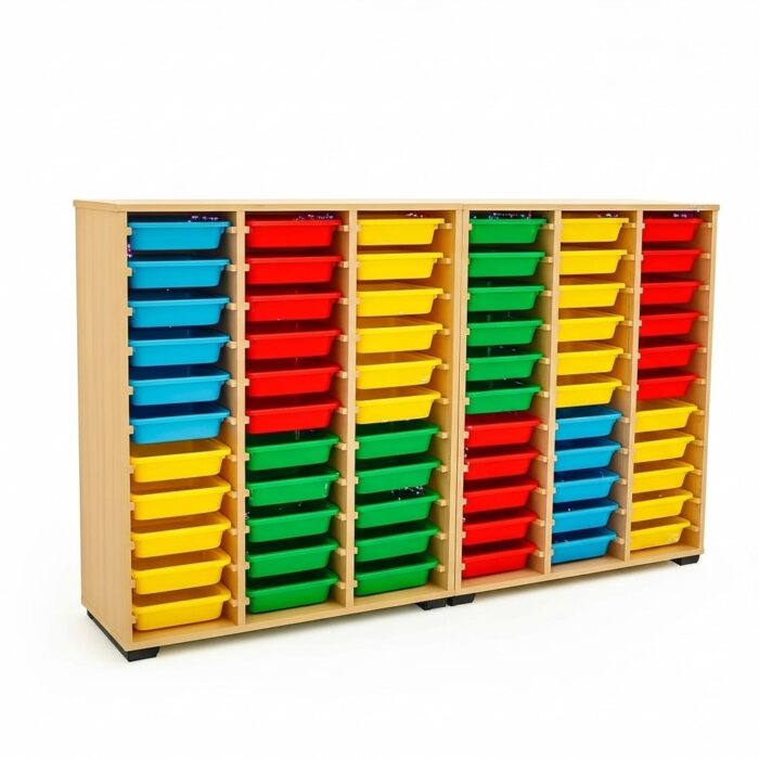 Armoire pédagogique avec bacs de rangement multicolores – 60 bacs – Image 5