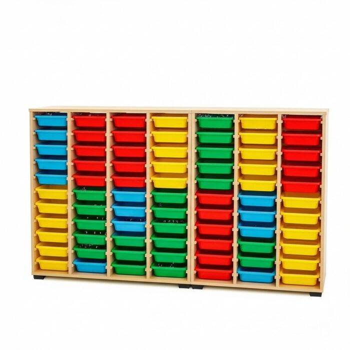 Armoire pédagogique avec bacs de rangement multicolores – 60 bacs – Image 6