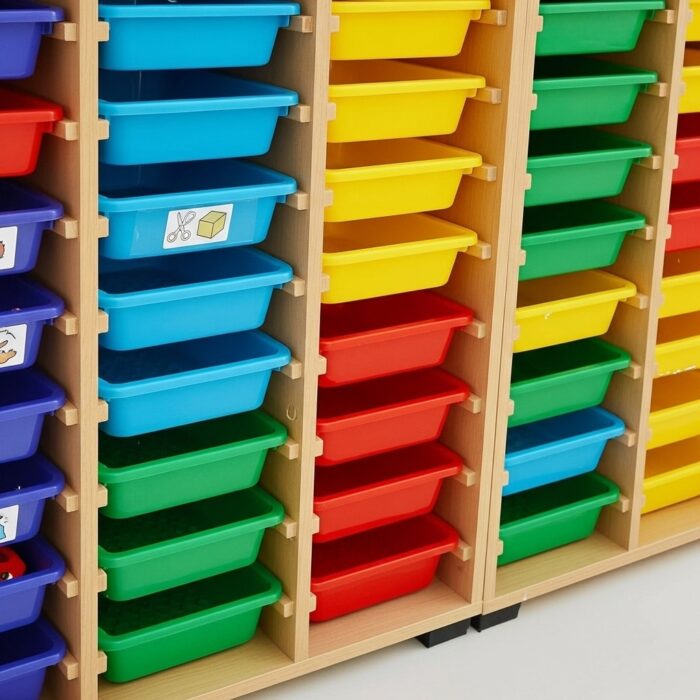 Armoire pédagogique avec bacs de rangement multicolores – 60 bacs – Image 2