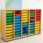 Armoire pédagogique avec bacs de rangement multicolores – 60 bacs – Image 3