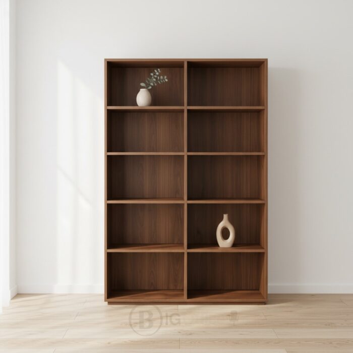 Bibliothèque dimension H 188 x L 120 x P 40 cm en Bois Foncé à 10 Niches - Style Moderne et Élégant – Image 5