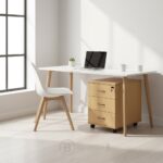 Caisson mobile MDF 3 tiroirs avec serrure – Finition bois personnalisable – Image 3