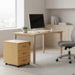 Caisson mobile MDF 3 tiroirs avec serrure – Finition bois personnalisable – Image 4