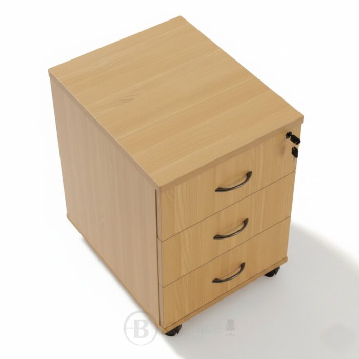 Caisson mobile MDF 3 tiroirs avec serrure – Finition bois personnalisable – Image 5