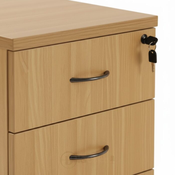 Caisson mobile MDF 3 tiroirs avec serrure – Finition bois personnalisable – Image 6