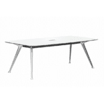 Table de réunion design avec piètement aluminium – Plateau blanc 160 cm | Big Office Maroc