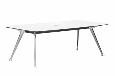 Table de réunion design avec piètement aluminium – Plateau blanc 160 cm | Big Office Maroc – Image 2