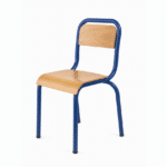 Chaise Scolaire Classique – Structure Métal Bleu - Assise Bois