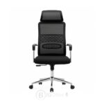 Chaise de bureau ergonomique en mesh avec appui-tête - Fauteuil direction respirant, assise confort, piètement chromé – Image 2
